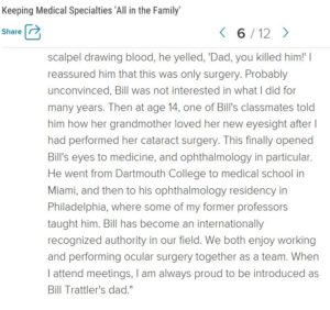 Keeping Medical Specialties "All in the Family Story"